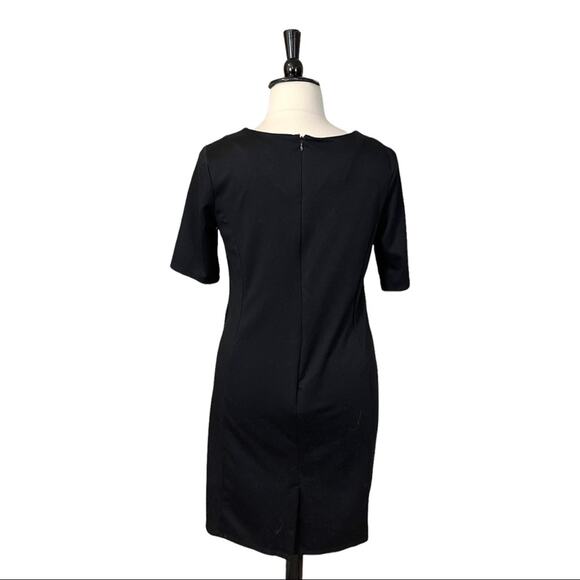 Merona Shift Dress Short Sleeves Ponte Knit Gold Zipper Front Black Size XXL - Picture 4 of 10